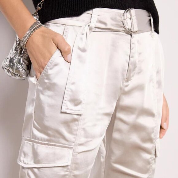 Sanctuary Classy Satin Cargo Pants - Toasted Marshmallow NWT Size 32 - Picture 3 of 8